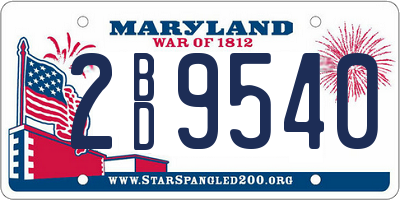 MD license plate 2BD9540