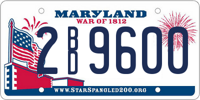 MD license plate 2BD9600