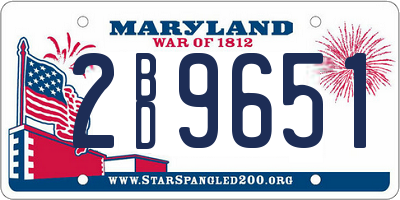 MD license plate 2BD9651