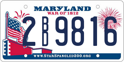 MD license plate 2BD9816