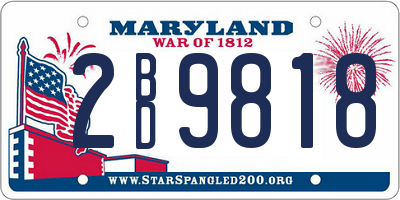 MD license plate 2BD9818