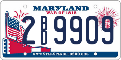MD license plate 2BD9909