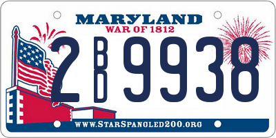 MD license plate 2BD9938