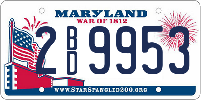 MD license plate 2BD9953