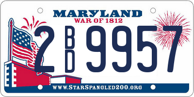 MD license plate 2BD9957