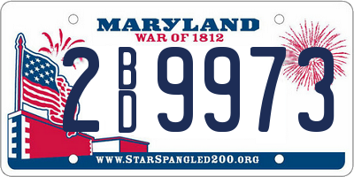 MD license plate 2BD9973