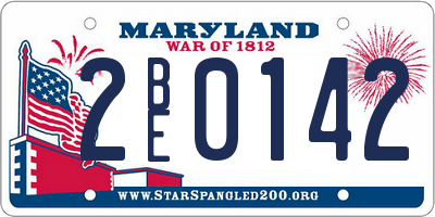 MD license plate 2BE0142
