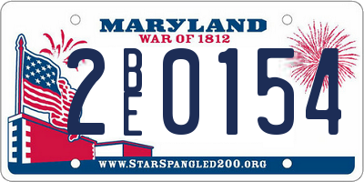 MD license plate 2BE0154