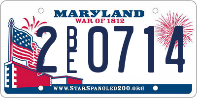 MD license plate 2BE0714