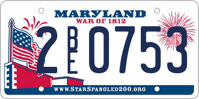 MD license plate 2BE0753