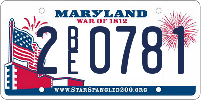 MD license plate 2BE0781