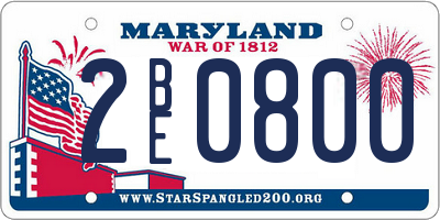 MD license plate 2BE0800