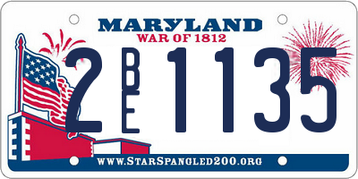 MD license plate 2BE1135