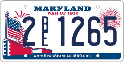 MD license plate 2BE1265
