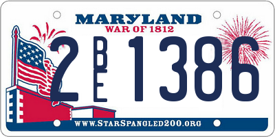 MD license plate 2BE1386