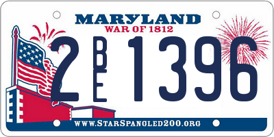 MD license plate 2BE1396