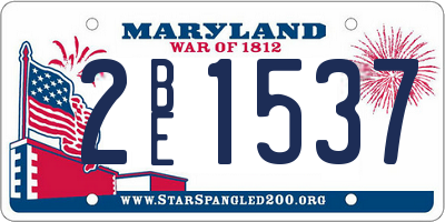 MD license plate 2BE1537