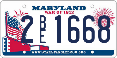 MD license plate 2BE1668