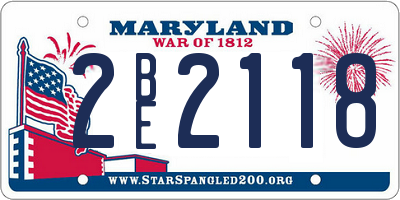 MD license plate 2BE2118