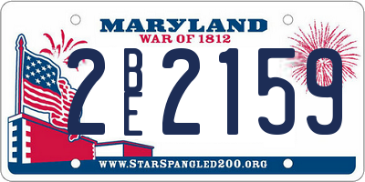 MD license plate 2BE2159