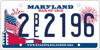 MD license plate 2BE2196