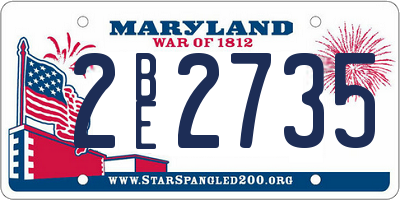 MD license plate 2BE2735