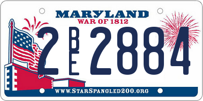MD license plate 2BE2884