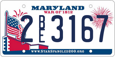 MD license plate 2BE3167