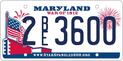 MD license plate 2BE3600