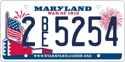 MD license plate 2BE5254