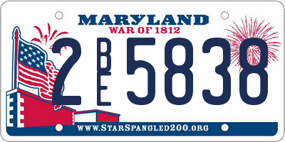 MD license plate 2BE5838