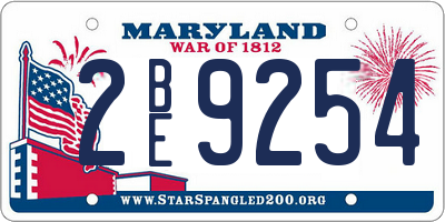 MD license plate 2BE9254