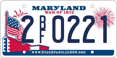 MD license plate 2BF0221