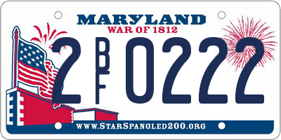 MD license plate 2BF0222