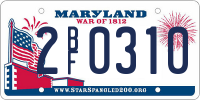 MD license plate 2BF0310