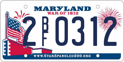 MD license plate 2BF0312