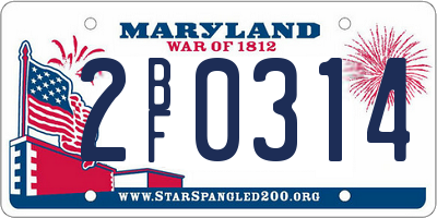 MD license plate 2BF0314