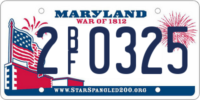 MD license plate 2BF0325
