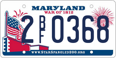MD license plate 2BF0368