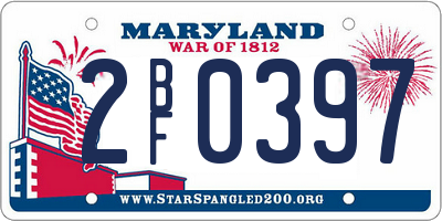 MD license plate 2BF0397