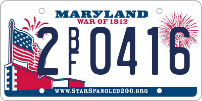 MD license plate 2BF0416