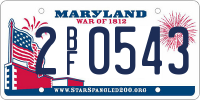 MD license plate 2BF0543