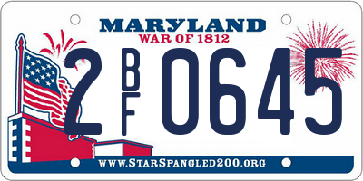 MD license plate 2BF0645