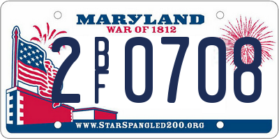 MD license plate 2BF0708