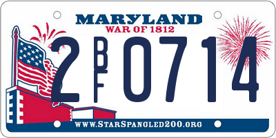 MD license plate 2BF0714