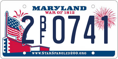 MD license plate 2BF0741