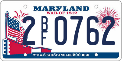 MD license plate 2BF0762