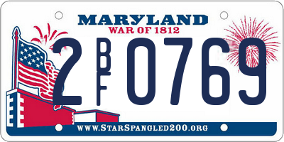 MD license plate 2BF0769