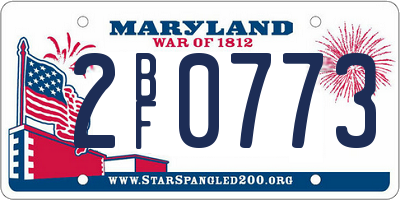 MD license plate 2BF0773