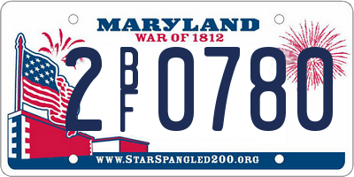 MD license plate 2BF0780